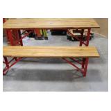 Beer Garden Metal Picnic Table with Wood Top and 2-Benches