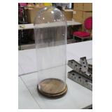 Glass Cloche 31"Hx12"D  with Wood Base