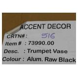 Accent Décor Aluminum Trumpet Vase Raw Black 28-1/2"Hx11"D (in box)