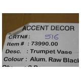 Accent Décor Aluminum Trumpet Vase Raw Black 28-1/2"Hx11"D (in box)