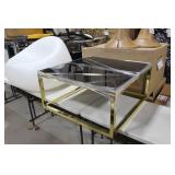 Metal End Table with Smoked Top Gold 32"Lx32"Wx15-1/2"H