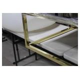 Metal End Table with Smoked Top Gold 32"Lx32"Wx15-1/2"H