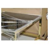 Metal End Table with Smoked Top Gold 32"Lx32"Wx15-1/2"H