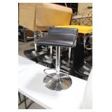 Chrome Metal Low Back Pedestal Bar Stool with Foot Rest Black 15"Wx15"Dx26"H