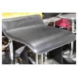 Chrome Metal Low Back Pedestal Bar Stool with Foot Rest Black 15"Wx15"Dx26"H