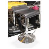 Chrome Metal Low Back Pedestal Bar Stool with Foot Rest Black 15"Wx15"Dx26"H