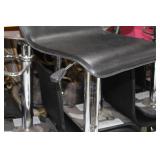 Chrome Metal Low Back Pedestal Bar Stool with Foot Rest Black 15"Wx15"Dx26"H