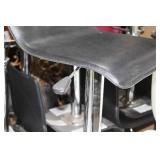 Chrome Metal Low Back Pedestal Bar Stool with Foot Rest Black 15"Wx15"Dx26"H