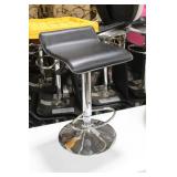 Chrome Metal Low Back Pedestal Bar Stool with Foot Rest Black 15"Wx15"Dx26"H