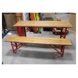 Beer Garden Metal Picnic Table with Wood Top and 2-Benches