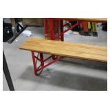 Beer Garden Metal Picnic Table with Wood Top and 2-Benches