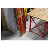 Beer Garden Metal Picnic Table with Wood Top and 2-Benches