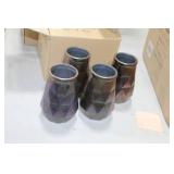 Lot of (4) Accent Décor Vases Green/Blue 6"Hx5"D (in box)