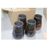 Lot of (4) Accent Décor Vases Green/Blue 6"Hx5"D (in box)