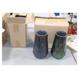 Lot of (2) Accent Décor Vases Green/Blue 9"Hx5-1/2"D (in box)