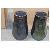 Lot of (2) Accent Décor Vases Green/Blue 9"Hx5-1/2"D (in box)