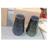 Lot of (2) Accent Décor Vases Green/Blue 9"Hx5-1/2"D (in box)