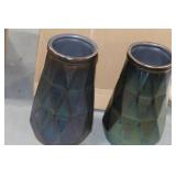 Lot of (2) Accent Décor Vases Green/Blue 9"Hx5-1/2"D (in box)