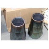 Lot of (2) Accent Décor Vases Green/Blue 9"Hx5-1/2"D (in box)