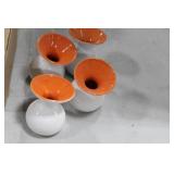 Lot of (8) Accent Décor Vases Orange/White 4"H (in 2 boxes)