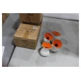 Lot of (8) Accent Décor Vases Orange/White 4"H (in 2 boxes)