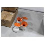 Lot of (8) Accent Décor Vases Orange/White 4"H (in 2 boxes)