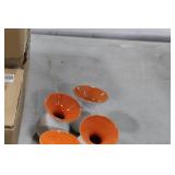 Lot of (8) Accent Décor Vases Orange/White 4"H (in 2 boxes)