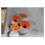 Lot of (8) Accent Décor Vases Orange/White 4"H (in 2 boxes)