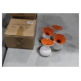 Lot of (8) Accent Décor Vases Orange/White 4"H (in 2 boxes)