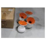 Lot of (8) Accent Décor Vases Orange/White 4"H (in 2 boxes)