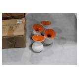 Lot of (8) Accent Décor Vases Orange/White 4"H (in 2 boxes)