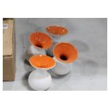 Lot of (8) Accent Décor Vases Orange/White 4"H (in 2 boxes)