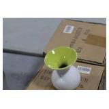 Lot of (8) Accent Décor Vases Green/White 4"H (in 2 boxes)