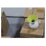 Lot of (8) Accent Décor Vases Green/White 4"H (in 2 boxes)