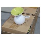 Lot of (8) Accent Décor Vases Green/White 4"H (in 2 boxes)