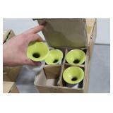 Lot of (8) Accent Décor Vases Green/White 4"H (in 2 boxes)