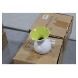 Lot of (8) Accent Décor Vases Green/White 4"H (in 2 boxes)