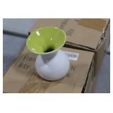 Lot of (8) Accent Décor Vases Green/White 4"H (in 2 boxes)