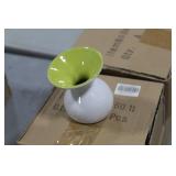 Lot of (8) Accent Décor Vases Green/White 4"H (in 2 boxes)