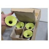 Lot of (8) Accent Décor Vases Green/White 4"H (in 2 boxes)