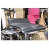 Chrome Metal Low Back Pedestal Bar Stool with Foot Rest Black 15"Wx15"Dx35"H