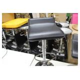 Chrome Metal Low Back Pedestal Bar Stool with Foot Rest Black 15"Wx15"Dx35"H