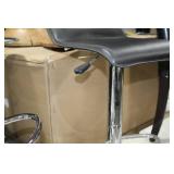 Chrome Metal Low Back Pedestal Bar Stool with Foot Rest Black 15"Wx15"Dx35"H