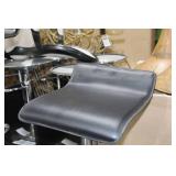 Chrome Metal Low Back Pedestal Bar Stool with Foot Rest Black 15"Wx15"Dx35"H