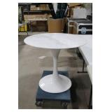 Marble Pedestal Dining Table White 29"Hx36"D