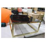 Metal Coffee Table with Smoked Glass Top Gold 32"Lx32"Wx15-1/2"H