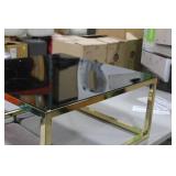 Metal Coffee Table with Smoked Glass Top Gold 32"Lx32"Wx15-1/2"H