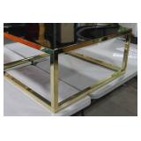 Metal Coffee Table with Smoked Glass Top Gold 32"Lx32"Wx15-1/2"H