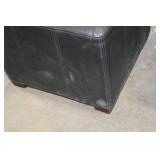 Leather Ottoman Black 20"Lx20"Wx16"H