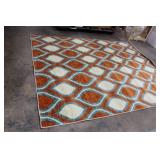 Area Rug Orange/White/Blue Pattern 10